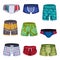 Loose-fitting and Tight Male Brief Shorts and Swimming Trunks Vector Set