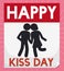 Loose-leaf Calendar with Affectionate Couple for Kiss Day, Vector Illustration