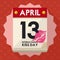Loose-leaf Calendar Indicating International Kiss Day in April 13th, Vector Illustration