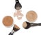 Loose powder and compact powder with makeup brushes