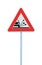 Loose Shoulder Gravel Chippings Hazard Warning Road Sign Isolated Roadside Traffic Signage Pole Post Signpost