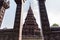 Lop Buri, Thailand - February, 17, 2021 : Pagoda middle water Huay Kaew temple Landmark pagoda in Lopburi, Thailand