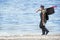 Lopagan, Murcia, Spain, May 20, 2020: Retired volunteer seniors clean the Mar Menor, the Europe\'s biggest salt water lagoon