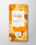 Loquat Chocolate Label. Abstract Shapes Vector Packaging Design Layout with Realistic Shadows. Modern Typography, Hand