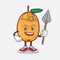 Loquat Fruit cartoon mascot character as cool miner