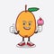 Loquat Fruit cartoon mascot character eating an ice cream