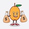 Loquat Fruit cartoon mascot character holding money bags