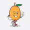 Loquat Fruit cartoon mascot character with two fingers