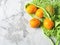 Loquat Japanese medlar fruit on marble table