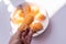 Loquats on the plate under the sun