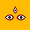 Lord Durga eyes vector icon on yellow colors