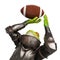 Lord frog is playing american football in white background close up view