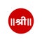 Lord Ganesh name Shri written on red dot vector icon