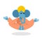 Lord Ganesha. Elephant yoga. Elephant yogi meditates. Blue Elephant is engaged in yoga. Animal meditating. Elephant in Indian