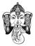 Lord ganesha head with lotus drawing - indian spirit animal elephant tattoo or yoga design