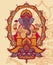 Lord Ganesha sitting in lotus and royal indian style ornament