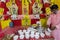 Lord Jagannath, Balaram and Suvodra, being worshipped, Ratha jatra festival, India