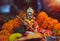 Lord krishna playing flute on on Happy Janmashtami festival . Indian holiday getting baground