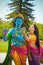 Lord Krishna and Radha Colorful Statue