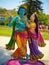 Lord Krishna and Radha Colorful Statue