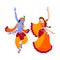 Lord Krishna and radha rani dancing  rasleela with each other full of joy and love. God of love. Illustration of janmashtami and