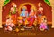 Lord Ram, Sita, Laxmana, Hanuman, Bharat and Shatrughna in Ram Darbar for Dussehra Navratri festival of India poster