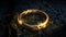 Lord of the rings. Gold ring. Text appears on the ring.