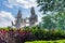 Lord shiv & parvati statue at an indian garden looking awesome with small shrubs.