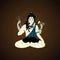 Lord Shiva. Hindu gods illustration. Indian Supreme God Shiva sitting in meditation.