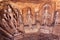 Lord Shiva and other Hindu gods in natural cave in Badami town, India.