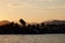 Loreto with architecture and palm trees in sunset, Baja peninsula in state of Baja California Sur