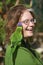 Lorikeet on woman