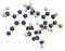 Lorlatinib cancer drug molecule. 3D rendering. Atoms are represented as spheres with conventional color coding: hydrogen white,.