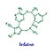 Lorlatinib hand drawn vector formula chemical structure lettering blue green