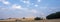 lorraine landscape in the north of france with straw bales and old barn