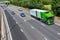 Lorry belonging to the British Waitrose Supermakret in motion on the motorwey M25