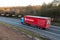 Lorry belonging to manufacturer of the insulation Rockwool, travelling on the British motorway M1