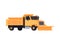 Lorry car with with plow for snow removal, flat vector illustration isolated.