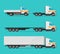 Lorry or cargo truck and delivery automobiles or vehicle vector set, flat cartoon freight industry transport, large