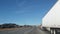 Lorry truck or trailer, freight container cargo transportation. USA highway road