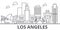 Los Angeles architecture line skyline illustration. Linear vector cityscape with famous landmarks, city sights, design