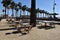 LOS ANGELES, CA/USA - MARCH 17, 2019: The chess park by the Santa Monica Pier
