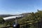 LOS ANGELES, CALIFORNIA - 12 FEB 2020: Visitor telescope on the  west side of the Griffith Park Observatory with the Hollywood