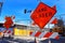 Los Angeles, California: Lane Closed sign for road works