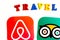 Los Angeles, California, USA - 17 January 2020: Travel apps concept. Airbnb and TripAdvisor logo on white background, Illustrative