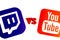 Los Angeles, California, USA - 17 January 2020: Twitch vs YouTube streaming comparison concept, Illustrative Editorial