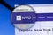 Los Angeles, California, USA - 3 March 2020: New York University NYU website homepage logo visible on display screen, Illustrative