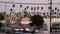 LOS ANGELES, CALIFORNIA, USA - 30 OCT 2019: Urban skyline and palms. LA city night aesthetic, graffiti painting on Vermont street