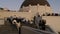 LOS ANGELES, CALIFORNIA, USA - 7 NOV 2019: Griffith observatory viewpoint. Crowd on vista point, people watching sunset