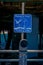 Los Angeles, California, USA, JUNE, 15, 2018: Informative sign on a metallic blue structure of recycle your fishing line